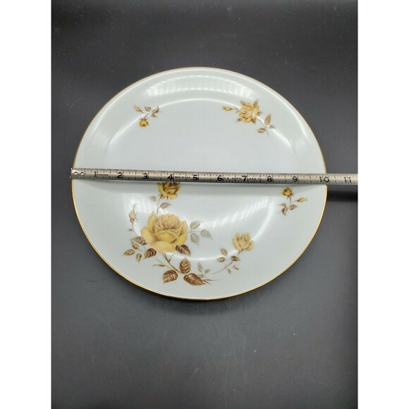 Vintage Hiroko Japan China 10" Plate with Yellow Roses & Gold Trim - Picture 11 of 12